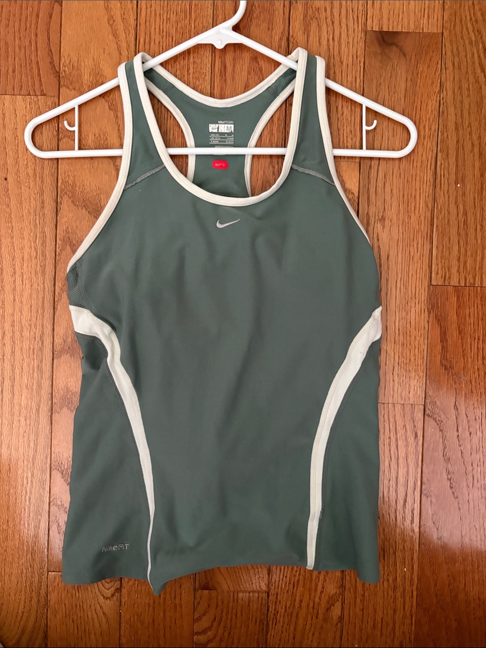 Nike Men’s Sage Green Racerback Swim Tank with White Trim